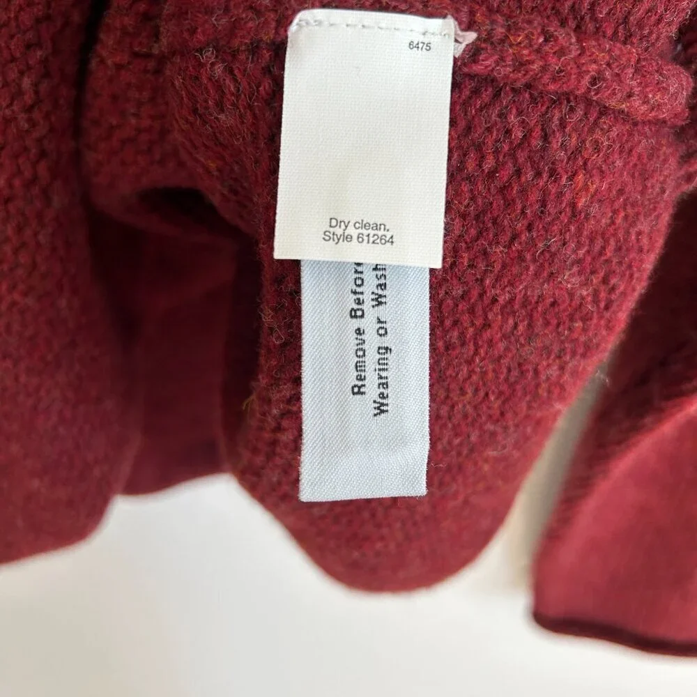 NWT J Crew Oarsman Sweater L Maroon 100% Lambswool Thick High Neck 61264